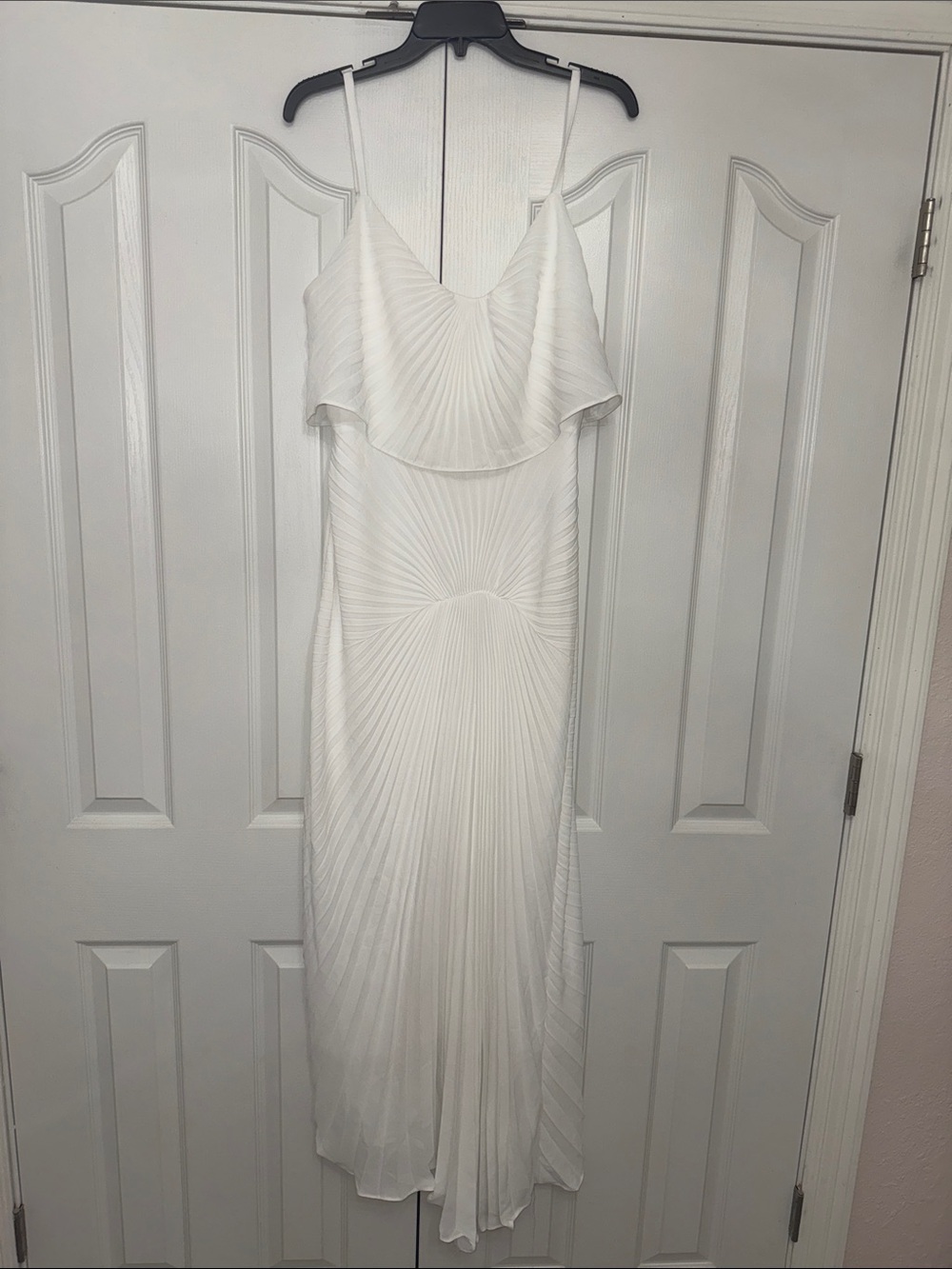 Elegant White Pleated Slip Dress - Women's